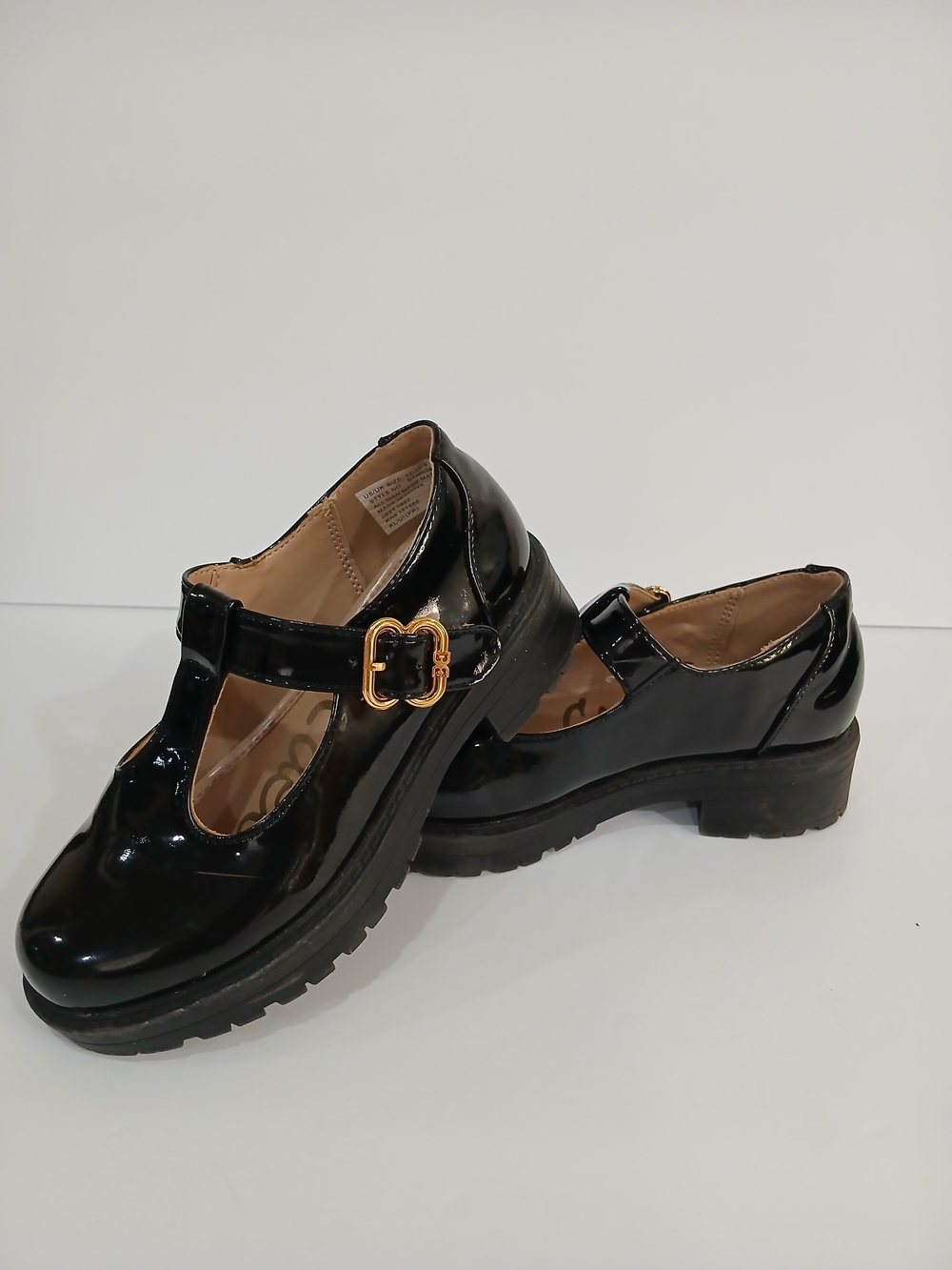 Patent Black Sam Edelmam Loafers with Gold Buckle